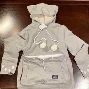Gray sweatshirt with pouch for a cat or dog